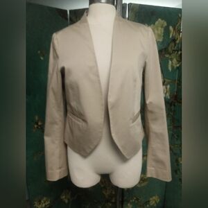 Ann Taylor LOFT Women's Tan Open Blazer Long Sleeves Pockets Size 8